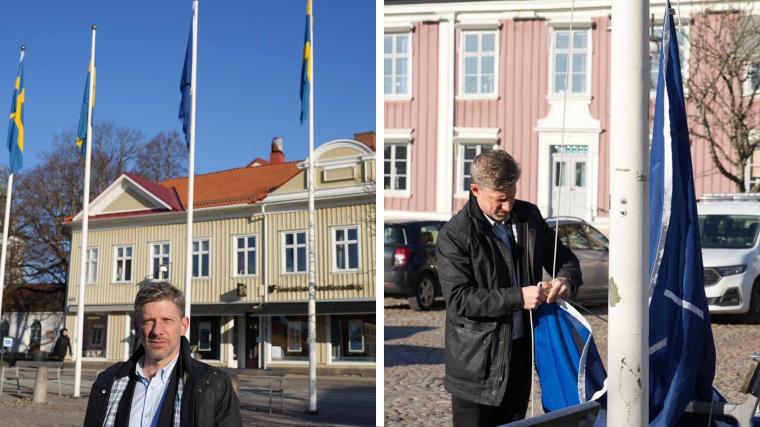 En solig och kall vårmorgon hissade Daniel Filipsson (M), kommunstyrelsens ordförande i Alingsås kommun, Nato-flaggan på Stora torget. Nato är en mellanstatlig organisation, som består av både en politisk och en militär del. Som medlem blir Sverige en del av Natos kollektiva försvar. Sverige är Natos 32:a medlemsland.