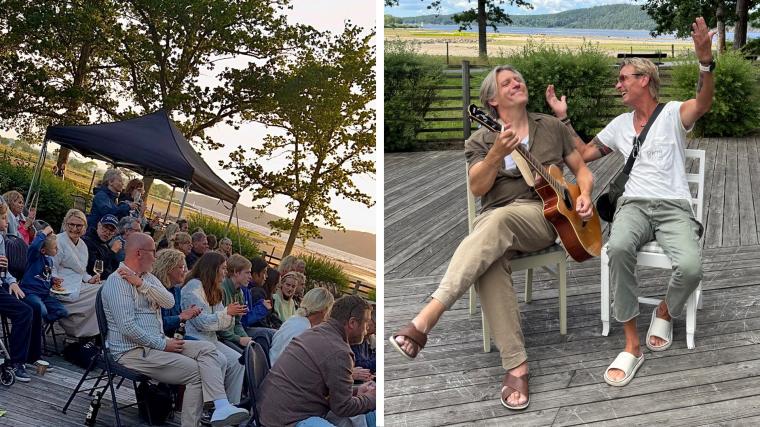Folkligt, festligt och fullsatt med bus och sång kvällen lång. Erik Mjönes och Patrik Westberg bjuder in till härlig allsång vid Mjörns strand.