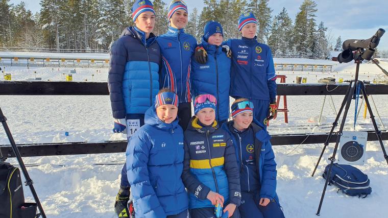 Alla sju Landehofåkare på SM: Erik Larsson, Eric Fors, Felix Ehlers, Arvid Rudling, Julia Swahn, Meja Strid och Julia Nilsson.