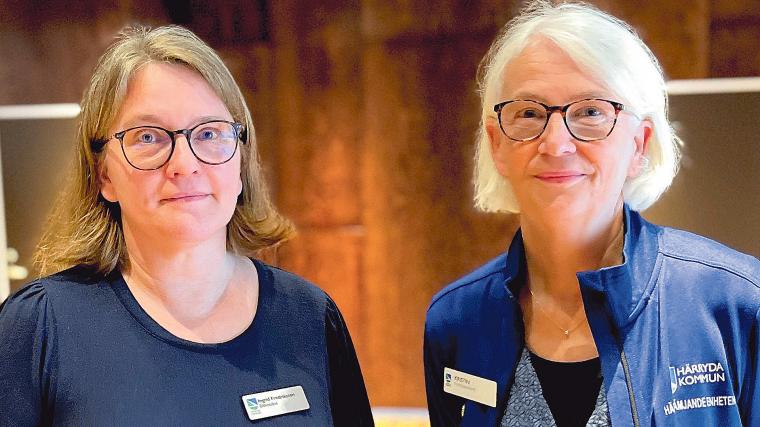 Ingrid Fredriksson, IT-bibliotekarie i Härryda kommun, och Kristin Hansson, fritidsassistent och samordnare i den hälsofrämjande enheten med inriktning mot äldre.