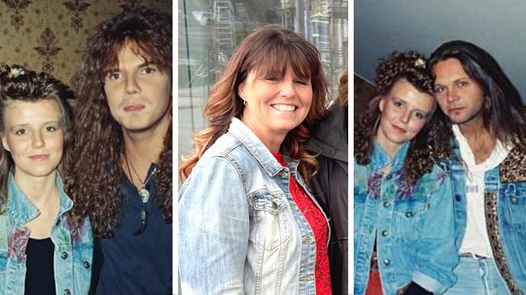 Helene på bilder med Joey Tempest och Mic Michaeli från sent 80-tal.