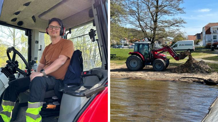 Hannes Slättmyr rattade sin traktor med finess och såg till att stockar och stenar rensades bort.