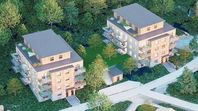 Illustration över den planerade bebyggelsen vid Röliden.