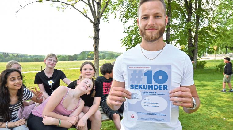 ”Bra att man uppmärksammar fortkörning vid skolor”, säger Anton Stålnacke, klassmentor för 5A.