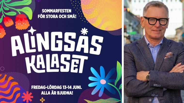 Kent Kierdorf är ordförande för Alingsås Handelsförening. Han berättar att Alingsåskalaset kommer äga rum den 13-14 juni. Han hoppas att den fyller det tomrum Potatisfestivalen lämnar efter sig. Den grafiska profilen är framtagen av Tobias Jageteg på mediabyrån Gameday i Alingsås.